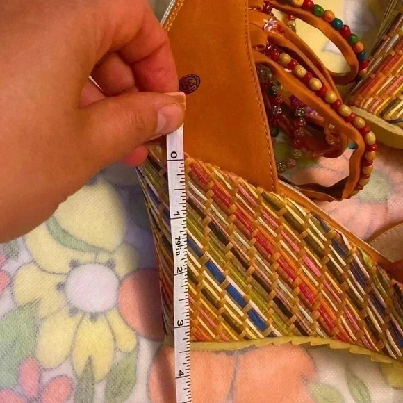 Sandals 👡 Platform  with multicolored beads decor Never Worn - Picture 8 of 12